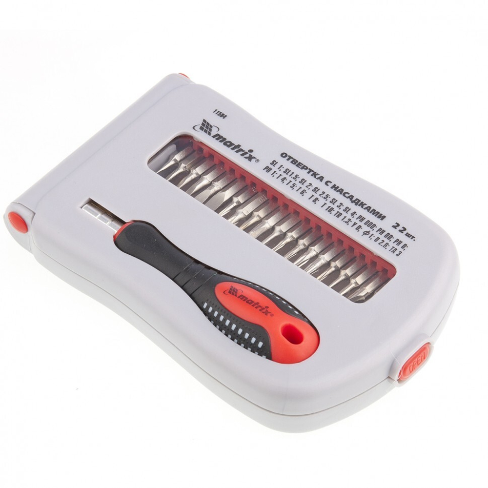 ОТВЕРТКА MATRIX Д/ТОЧНЫХ РАБОТ С НАСАДКАМИ FUSION 22ПР 11584