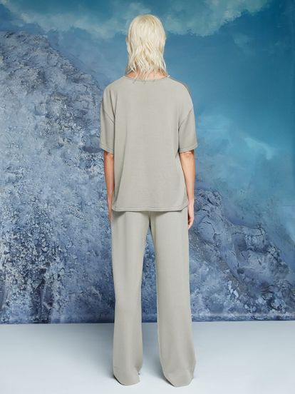 Женские брюки цвета хаки из 100% шелка - фото 4