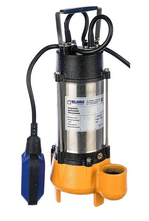 Дренажный насос 450вт чугун (200 л/мин, Н-8.5, гл. 5м, каб. 10м) БЕЛАМОС