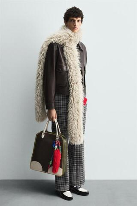 ZARA HARRY LAMBERT X DISNEY КОЖАНАЯ СУМКА-ШОПЕР, КОРИЧНЕВЫЙ