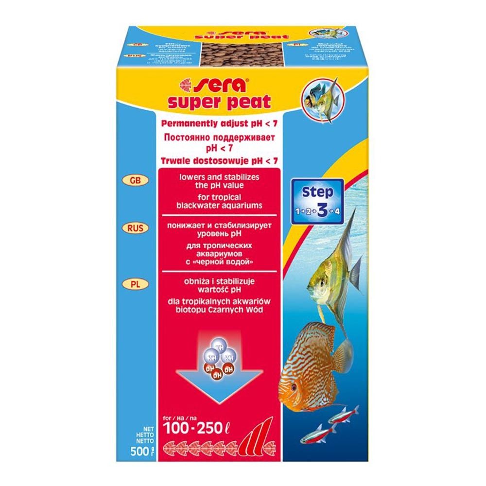 Sera Super Peat 500 г - наполнитель (черный торф) для аквариума для поддержания pH ниже 7
