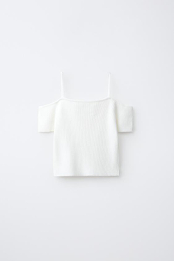 ZARA ТОП В РУБЧИК, ЖЕЛТОВАТО-БЕЛЫЙ