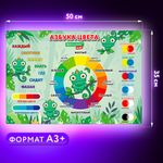 Настольное покрытие BRAUBERG KIDS для труда и творческих занятий, ПВХ, "Color map", 50х35 см, 272360