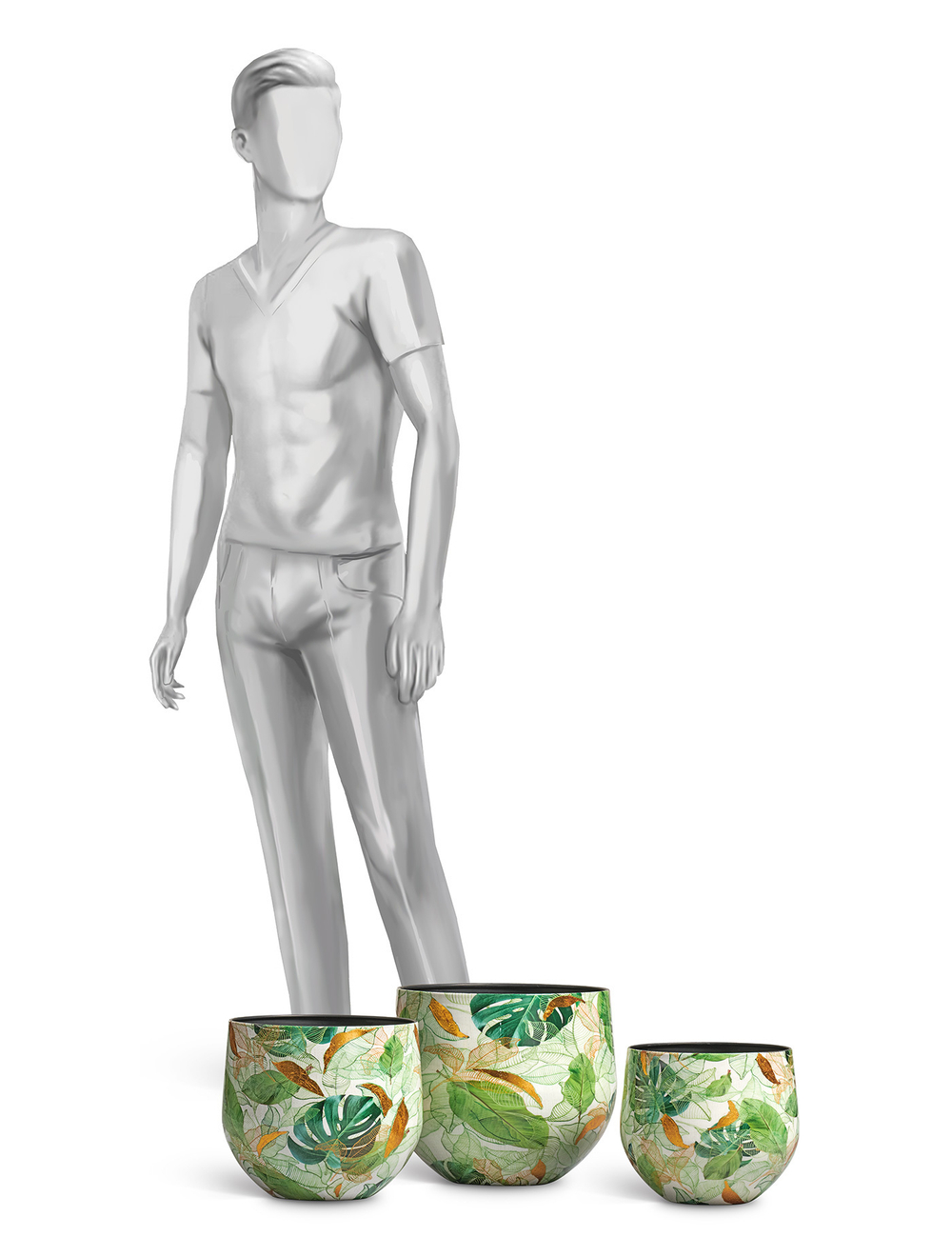 Кашпо TREEZ Effectory Savage Garden Чаша Botanical в-26 см, д-27 см 41.33-25-24-126-GN-27