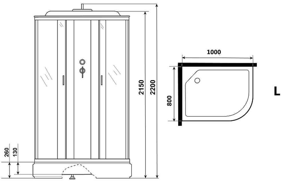 Душевая кабина Niagara Classic 100х80 L NG-33084-14LG с гидромассажем