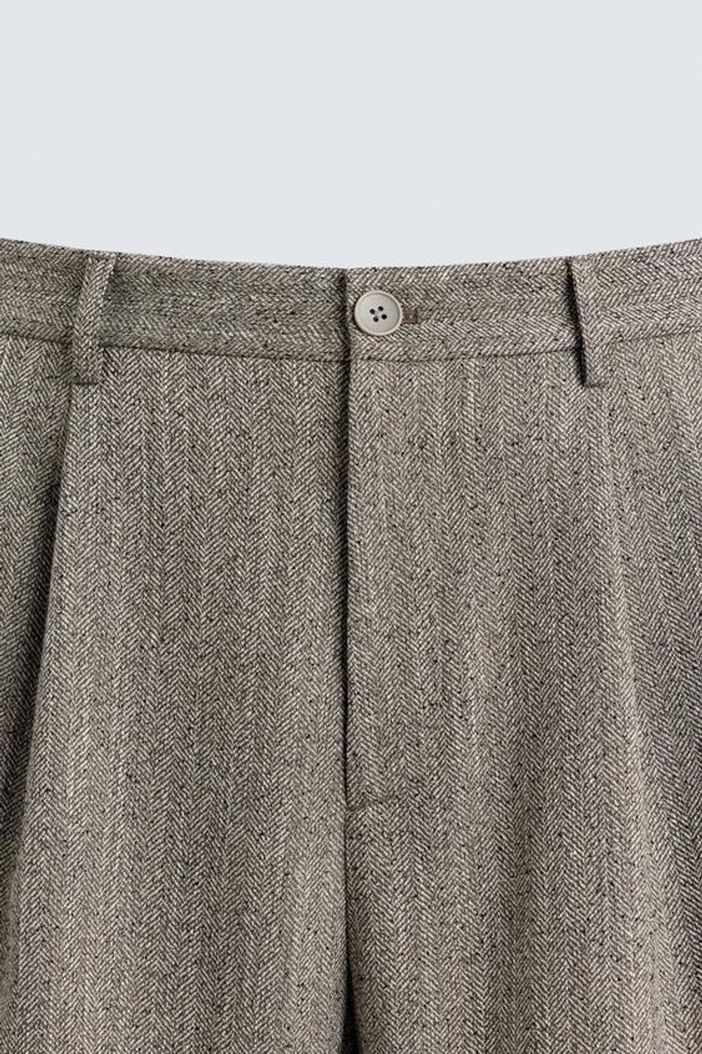 ZARA БРЮКИ ИЗ РЕЛЬЕФНОЙ ТКАНИ В ЕЛОЧКУ, БЕЖЕВЫЙ