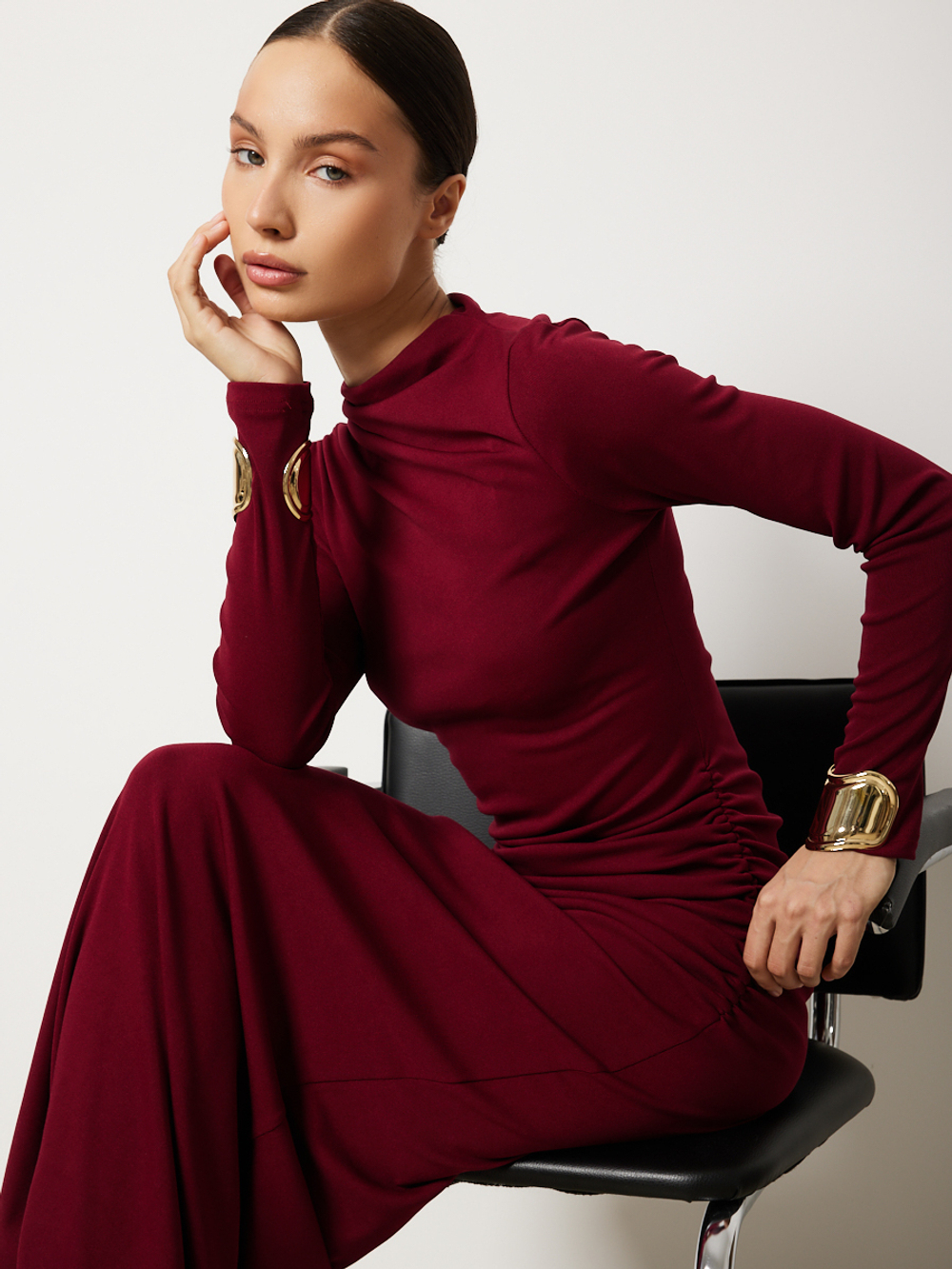 Платье вечернее праздничное длинное с драпировкой