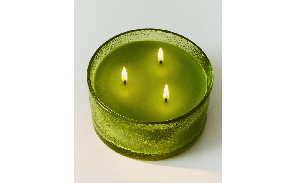 Zara Home Свеча ароматическая Lime & Peppermint 500 г, растительный воск, аромат свежий цитрусовый, Горчичный