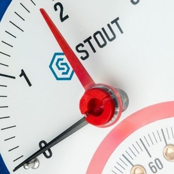 Термоманометр радиальный Stout 1/2", 6 бар, +120°С, 80 мм с запорным клапаном (SIM-0006-800615)