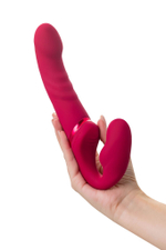 Малиновый безремневой страпон Lapis - 23 см. (Цвет: малиновый)