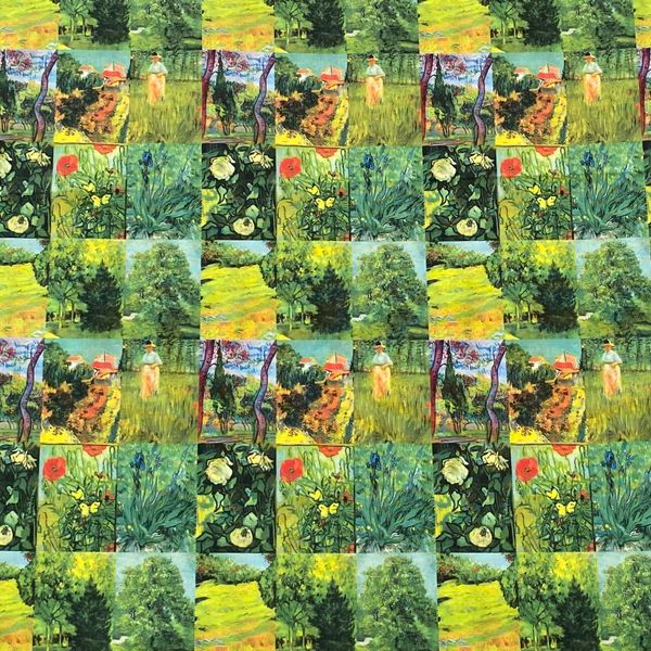 В СТИЛЕ ВАН ГОГА , купон 110/20,5 см (3 ряда, 63 картинки) 100% хлопок Handmade Fabrics 1