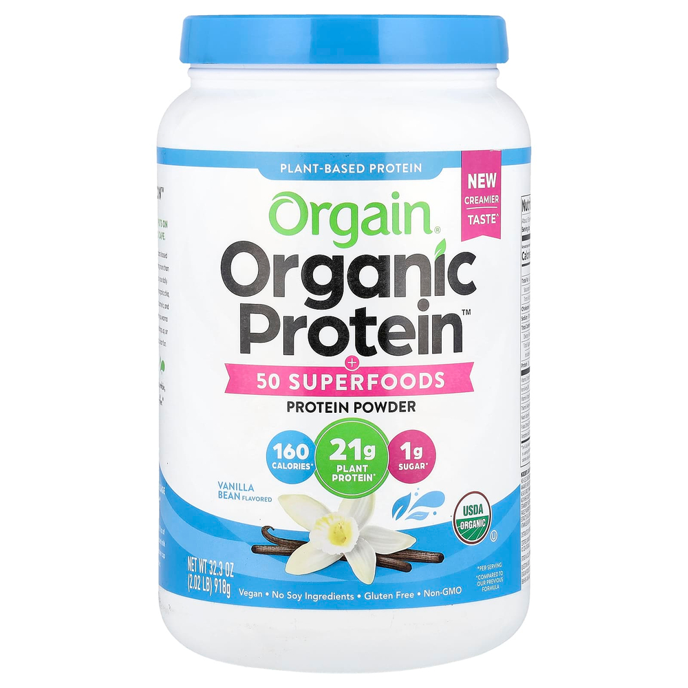 Orgain, Organic Protein™ + 50 суперфудов в порошке, со вкусом бобов ванили, 918 г (2,02 фунта)