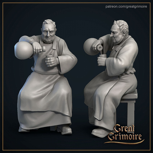 Монах за рюмкой Человек Жрец Клерик миниатюра для dnd, днд, pathfinder, фентези, Настольная игра, НРИ, Варгейм, РПГ