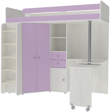 Кровать-чердак КарИВи М85 Белое Дерево Ирис