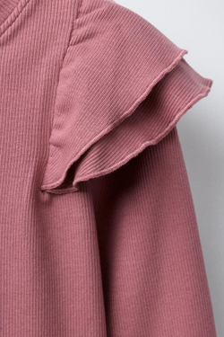 ZARA ЛОНГСЛИВ В РУБЧИК С ВОЛАНАМИ, РОЗОВЫЙ