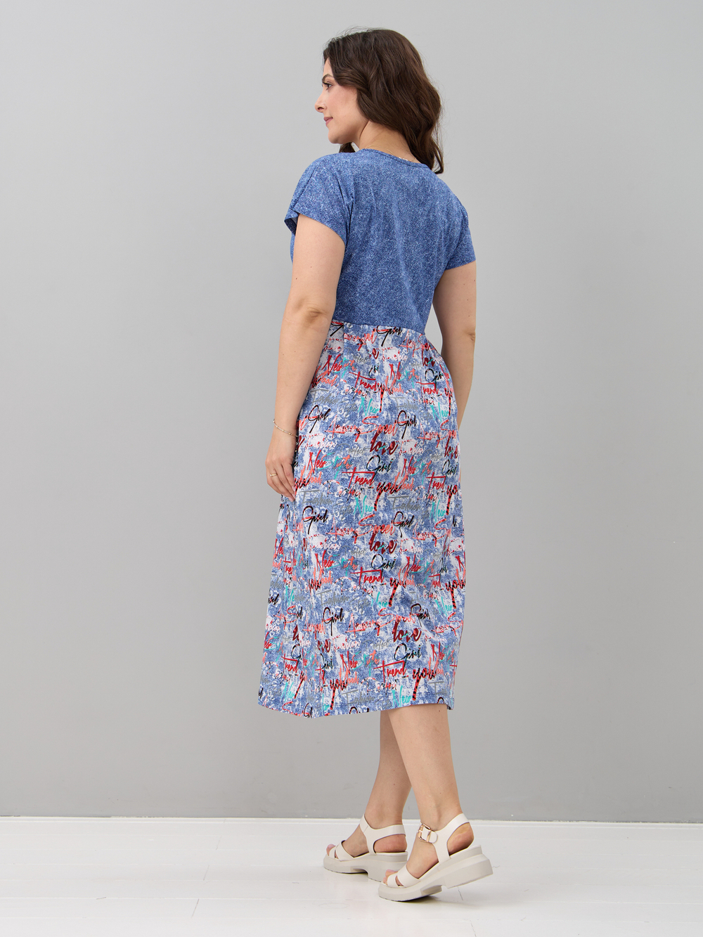 Платье П-026/джинса-надписибирюзовые