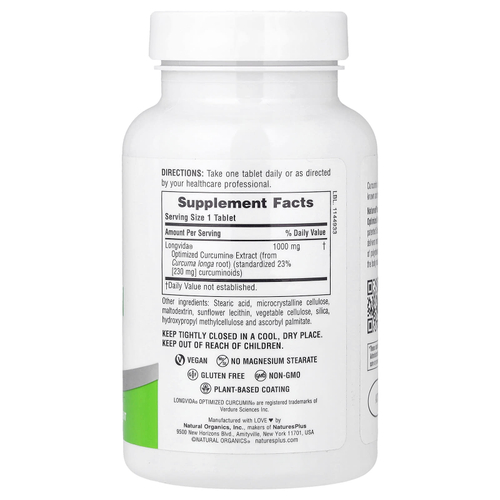 NaturesPlus, Pro Longvida Curcumin 1000, 1000 мг, 60 таблеток