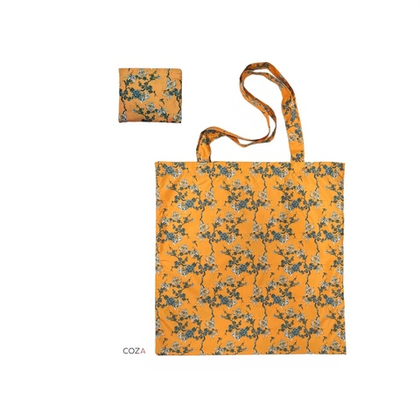 Сумка-шоппер COZA складная с принтом "Шинуазри", жёлтый фон, 35х41 см