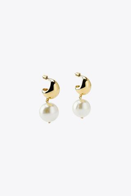 ZARA СЕРЬГИ-КОЛЬЦА С БУСИНАМИ, ЗОЛОТИСТЫЙ