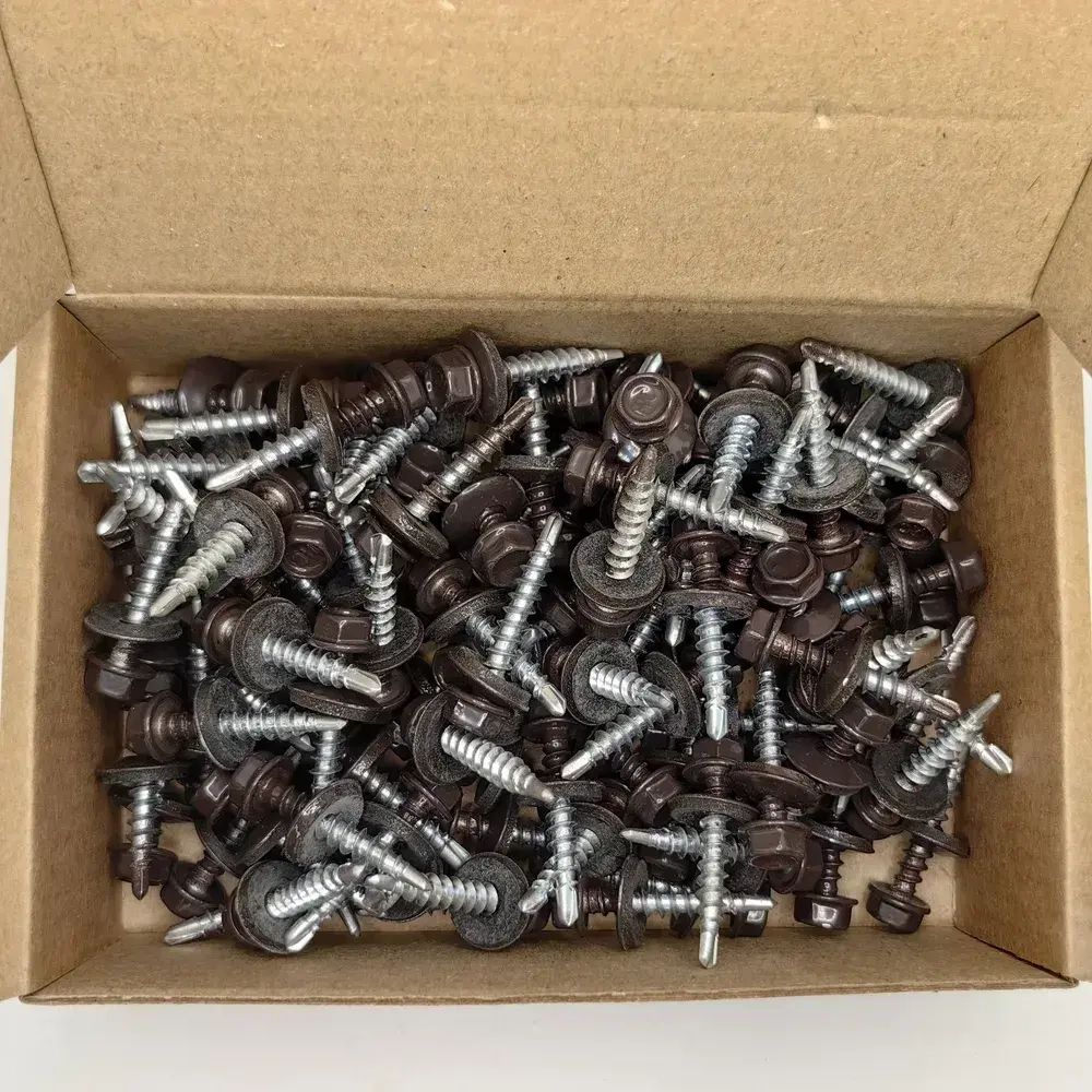 Саморез кровельный по дереву 4.8х29 RAL 8019 (Серо-коричневый) 1кг