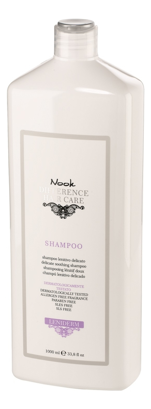 Nook Шампунь успокаивающий для чувствительной кожи головы Ph 5,5 - Leniderm Shampoo, 1000 мл