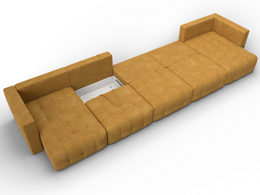 Диван П-образный Лига-052 НПБ МегаЛонг, BRUT 10 ВЕЛЮР желтый