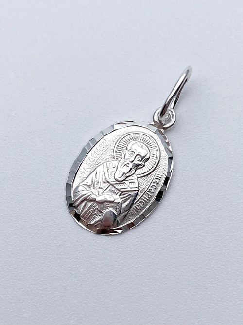 Образок из серебра/Без покрытия/С подвижным ухом/Василий