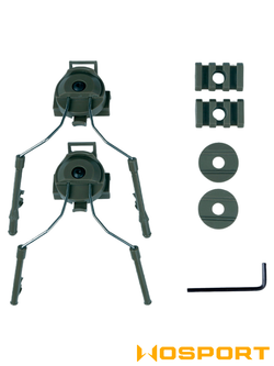 Крепление для активных наушников на шлем WoSporT Helmet Rail Suspension Bracket. Олива