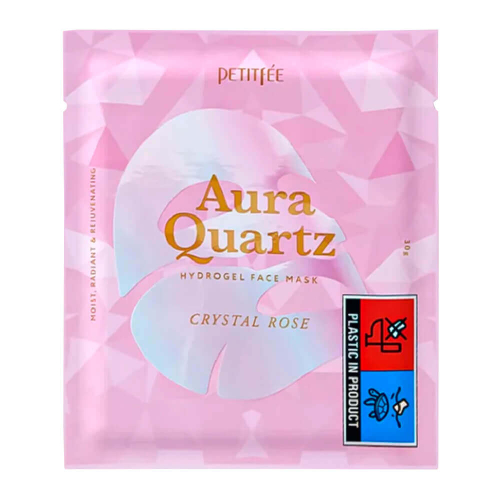 Petitfee Гидрогелева маска с жемчужной пудрой для ровного тона - Aura Quartz Hydrogel Face Mask.
