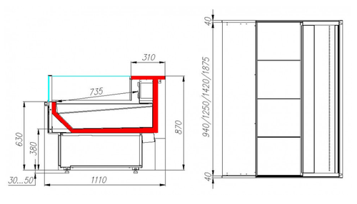 Холодильная витрина CARBOMA ВХСл-1,5 BAVARIA 2 (GC110 SP 1,5-2) рыба на льду