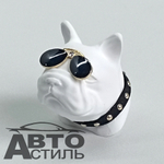 Ароматизатор-игрушка -на обдув- Собачка Бульдог -(жидк)- YC-31WG White glasses