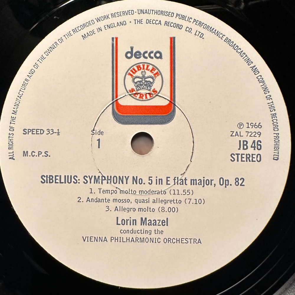 Сибелиус - Симфония №5 ми-бемоль мажор, Симфония №7 до мажор (Англия 1978г.)