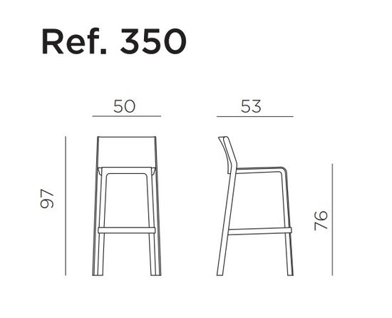 Стул пластиковый барный Trill Stool антрацит Италия