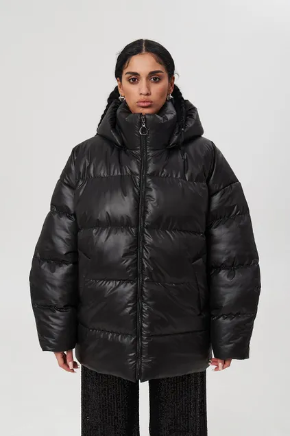 Пуховик средней длины 2.0 черного цвета