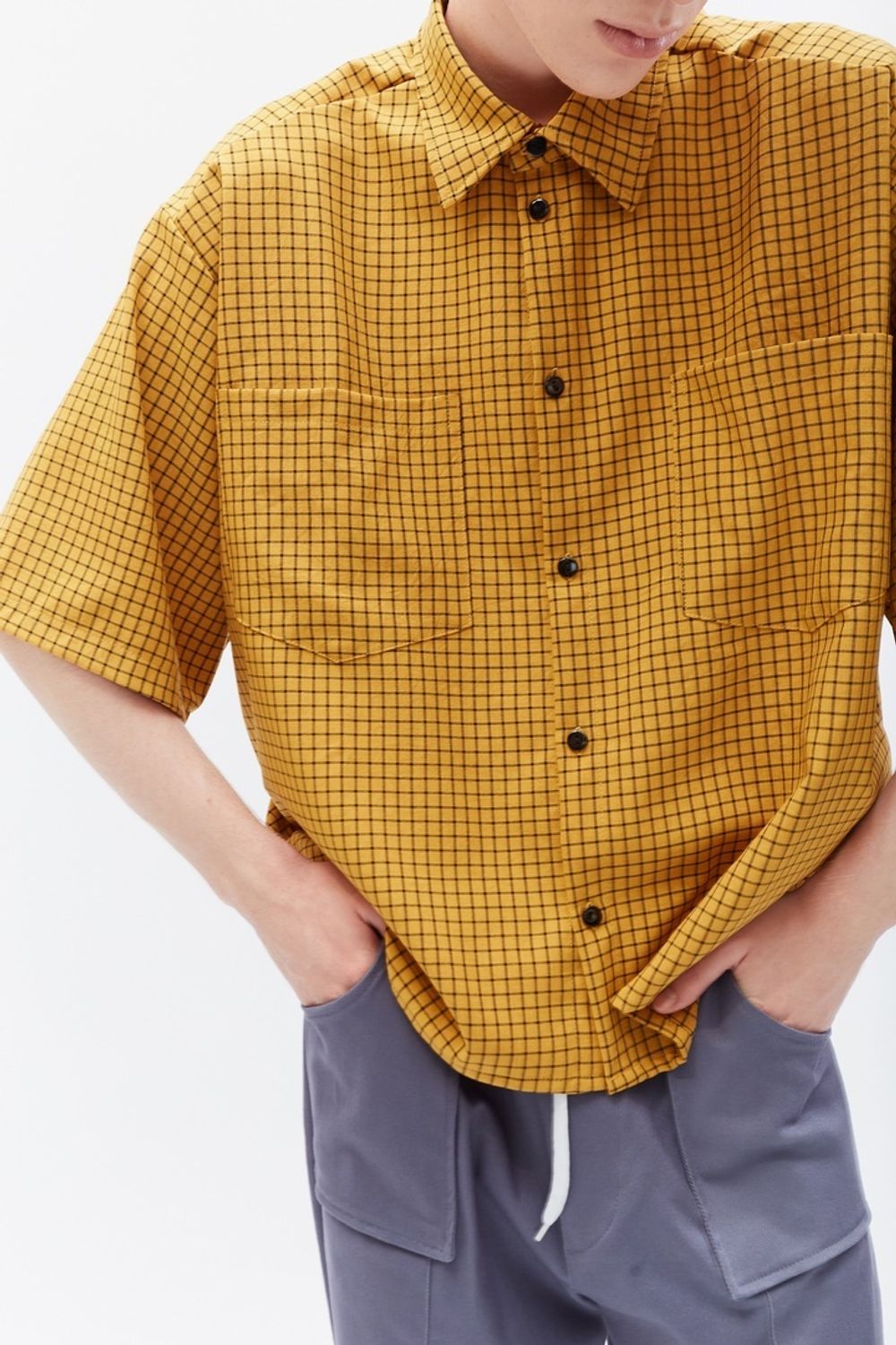 Рубашка БИЧ укороченная оверсайз желтая