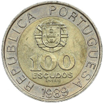 ПОРТУГАЛИЯ, 1989, 100 ESCUDOS [ПРОБНАЯ МОНЕТА (ENSAIO)] [БИМЕТАЛЛ]