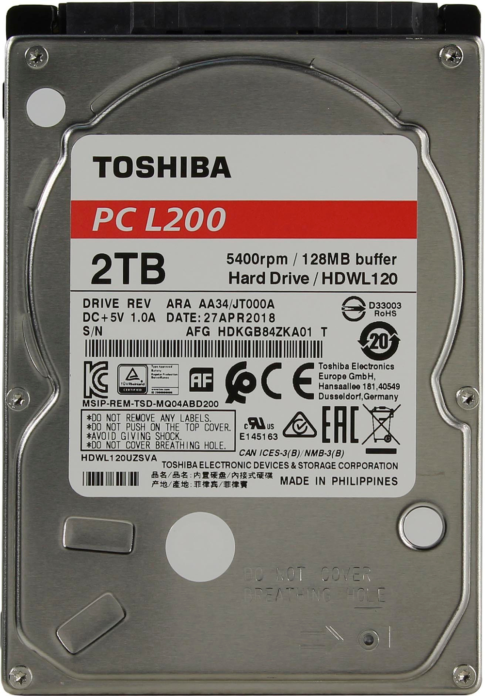 Жесткий диск 2TB SATA 6Gb/s Toshiba (KIOXIA) HDWL120UZSVA