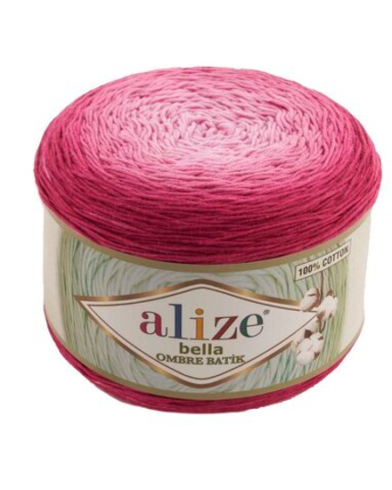 Белла омбре батик (Bella ombre batik) пряжа Alize 100%хлопок 1х250гр/900м 7405 малиновый