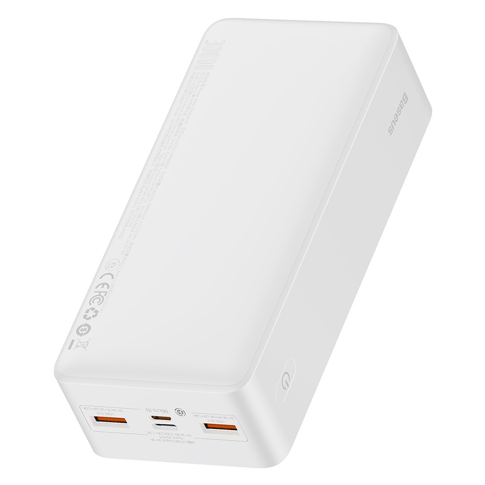 Внешний аккумулятор Baseus Bipow Digital Display Power Bank C+2U 30000mAh 20W - White