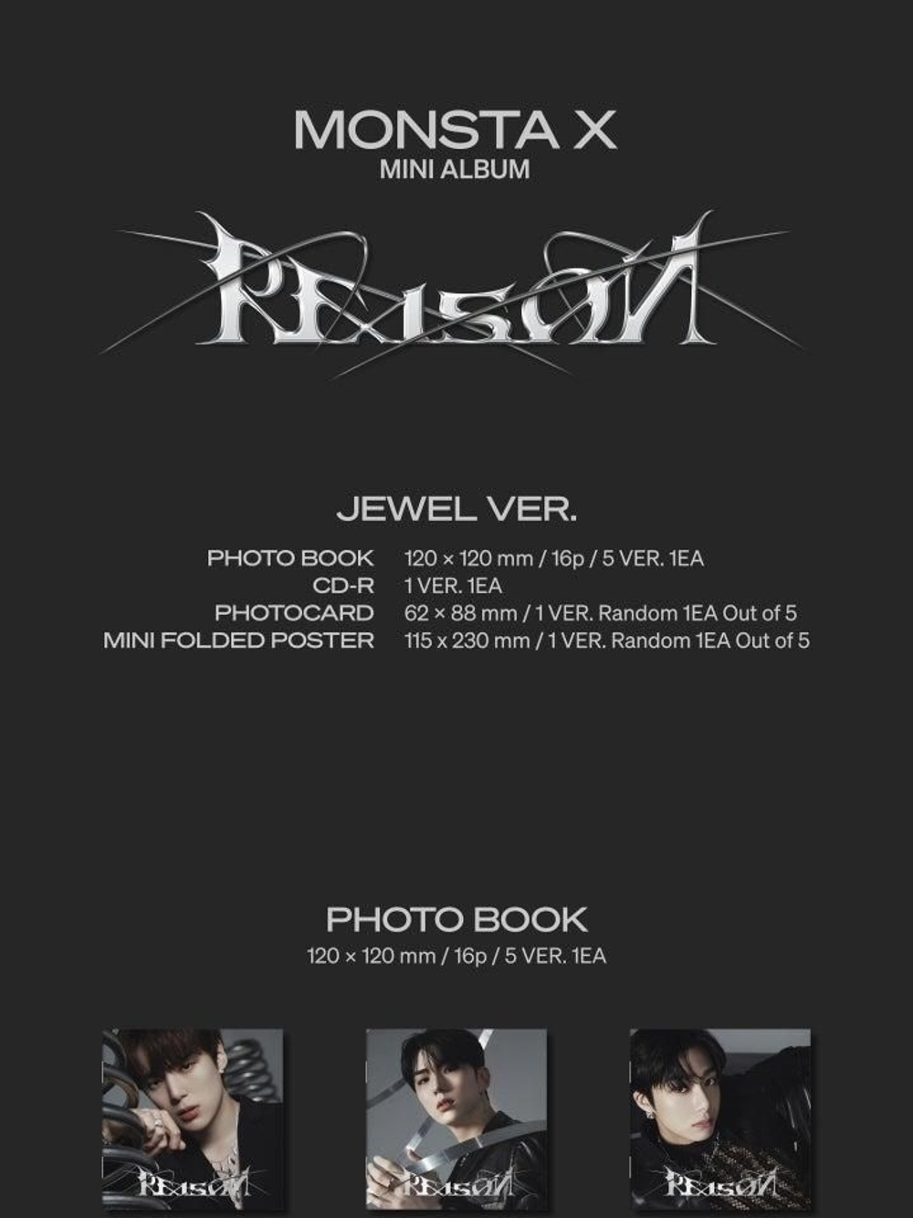 Альбом MONSTA X - REASON 12th Mini Album Jewel Case 5 Version SET
