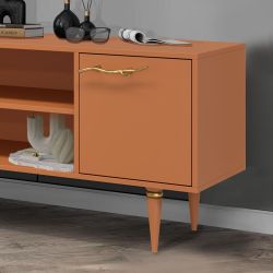 Тумба под ТВ Арт Колор matte 155см Классик Голд Томленый оранжевый матовый