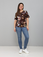 Футболка Фв-107/коричневый-цветыабстракция