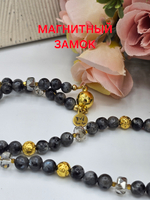 Колье ручной работы из натурального лабрадора и лавы "Нефертити"