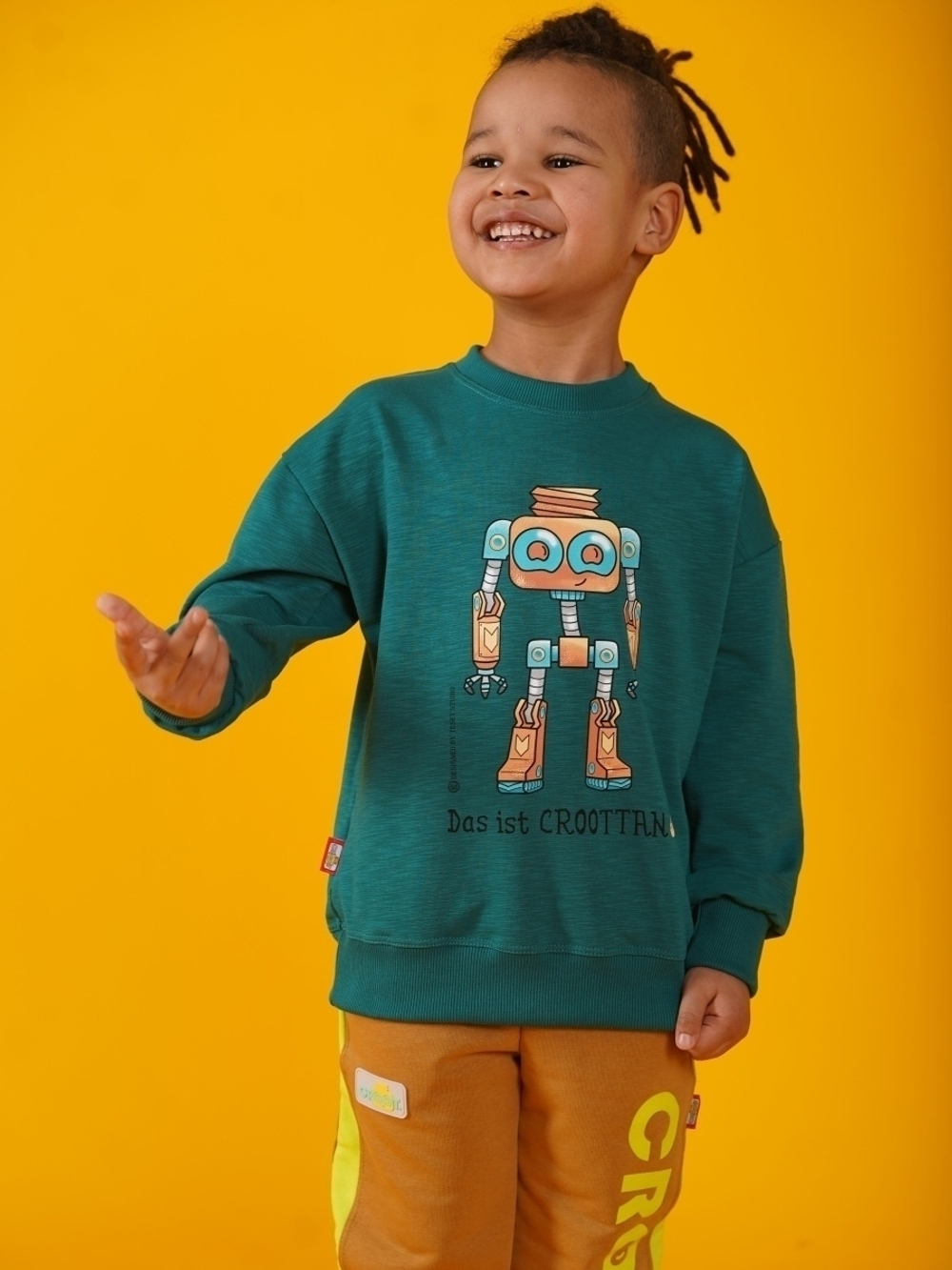 Свитшот " Робот Croot" для мальчика(изумрудный)