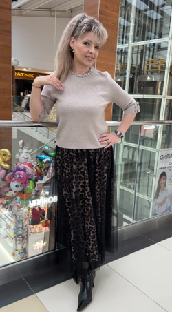 Двойная юбка с леопардовым принтом