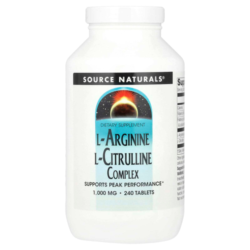 Source Naturals, Комплекс L-аргинина и L-цитруллина, 1000 мг, 240 таблеток