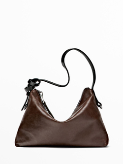 Massimo Dutti Маленькая сумка из кожи наппа, коричневый