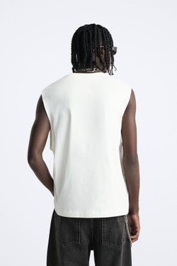 ZARA ФУТБОЛКА БЕЗ РУКАВОВ, БЕЛЫЙ