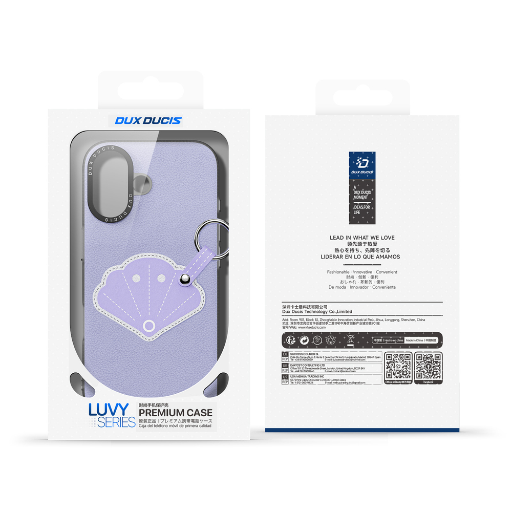 Чехол фиолетового цвета (Shell Edition) для iPhone 17, серия Luvy Series Case (со съемным ремешком) от Dux Ducis