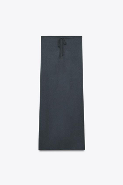 ZARA ЮБКА ИЗ МЯГКОГО МОДАЛА, ТЕМНЫЙ АНТРАЦИТ